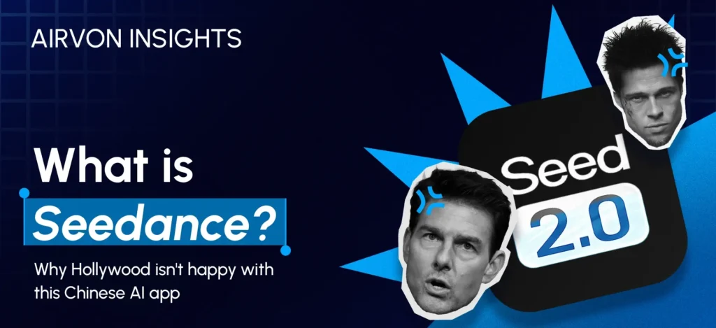 Seedance 2.0 AI video generator displayed on phone with China flag